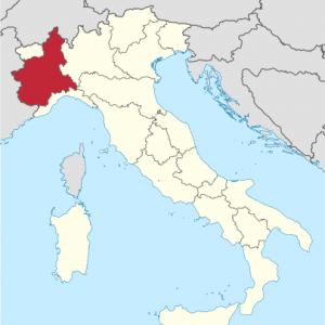 Karta över vindistriktet Piemonte i Italien.